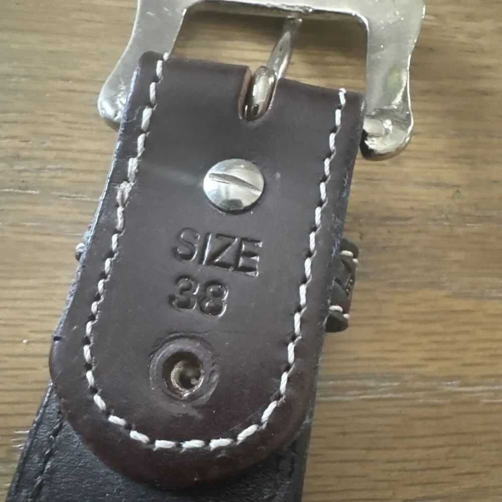 Twisted X Beaded Western Leather Belt Ss 38 Turquoise Brown Silver Buckle Boho